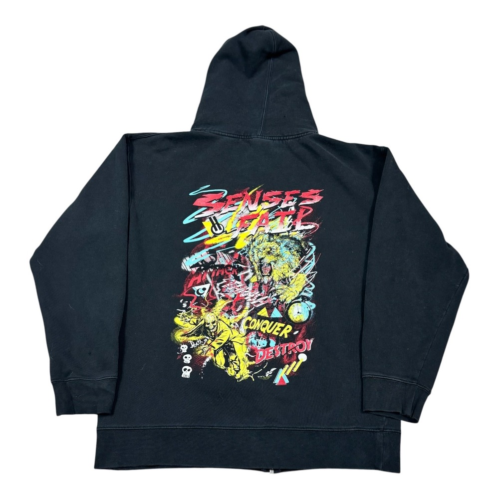 Standard Supply Senses Fail Hardcore Black Zip Hoodie Sweatshirt Men's M FLAW‎